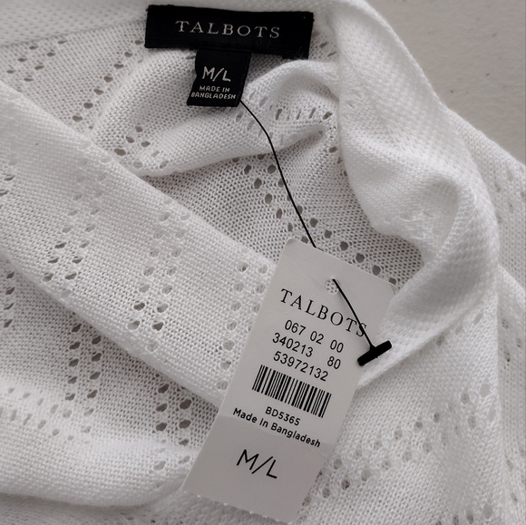 NWT Talbots Coastal Beachy Boho Cotton Blend White Poncho Tunic Top Sz M/L - Picture 9 of 14